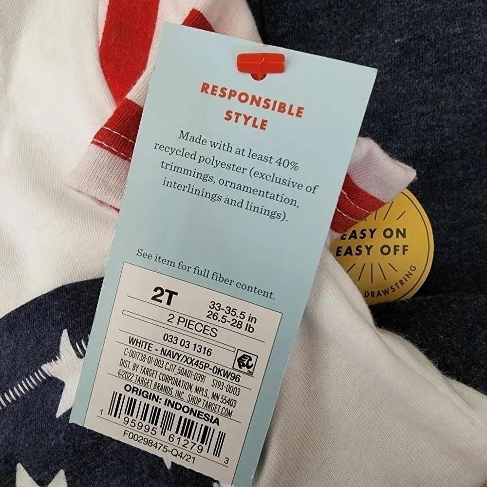 NWT Cat & Jack Patriotic Red White Blue 2 Piece Outfit Toddler 2T American New